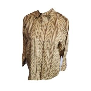 Ralph Lauren‎ Button Front Linen Shirt Blouse Size L